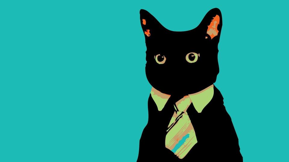 Download black cat with necktie