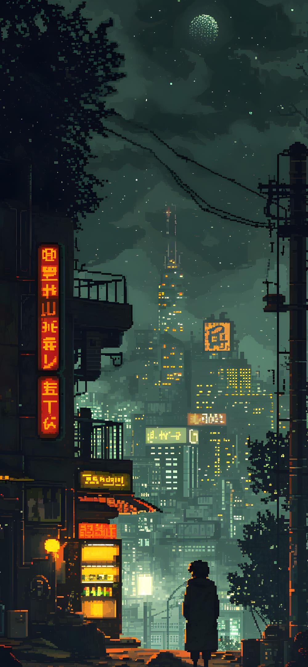 Download Cyberpunk Cityscape Night Pixel