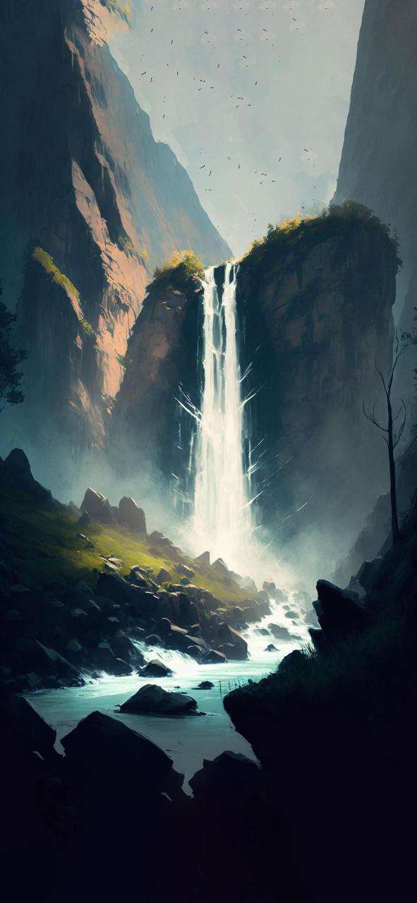 Download Waterfall Mountains Art