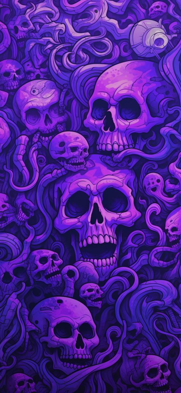 Download Trippy Skulls Purple