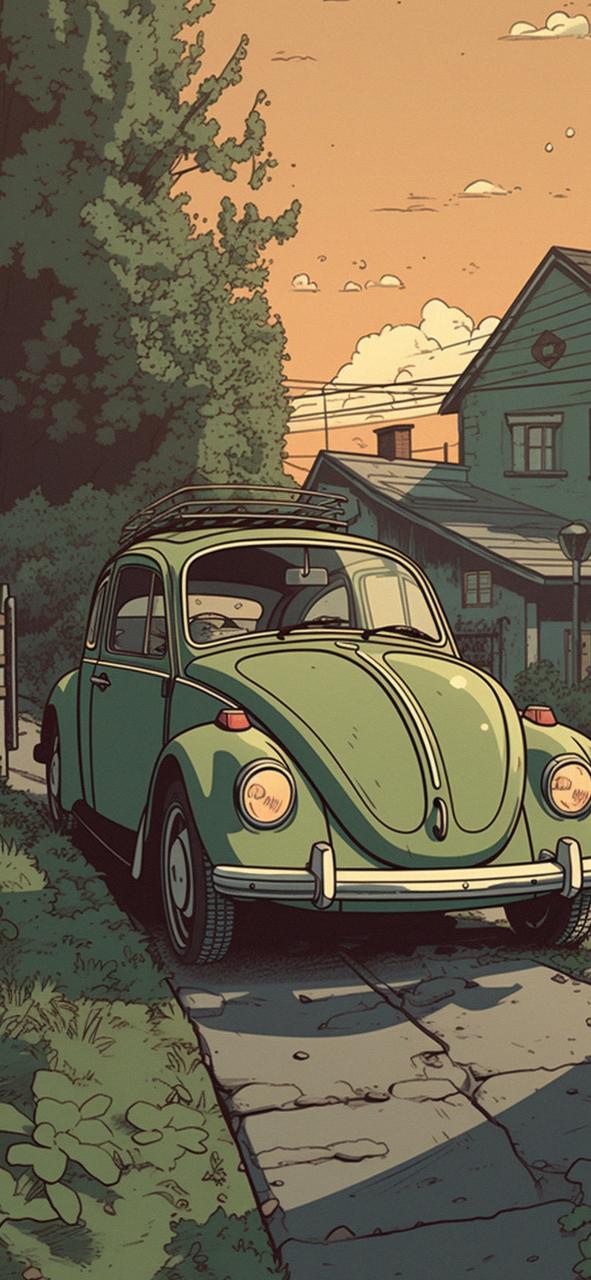 Download Volkswagen Beetle On Garden