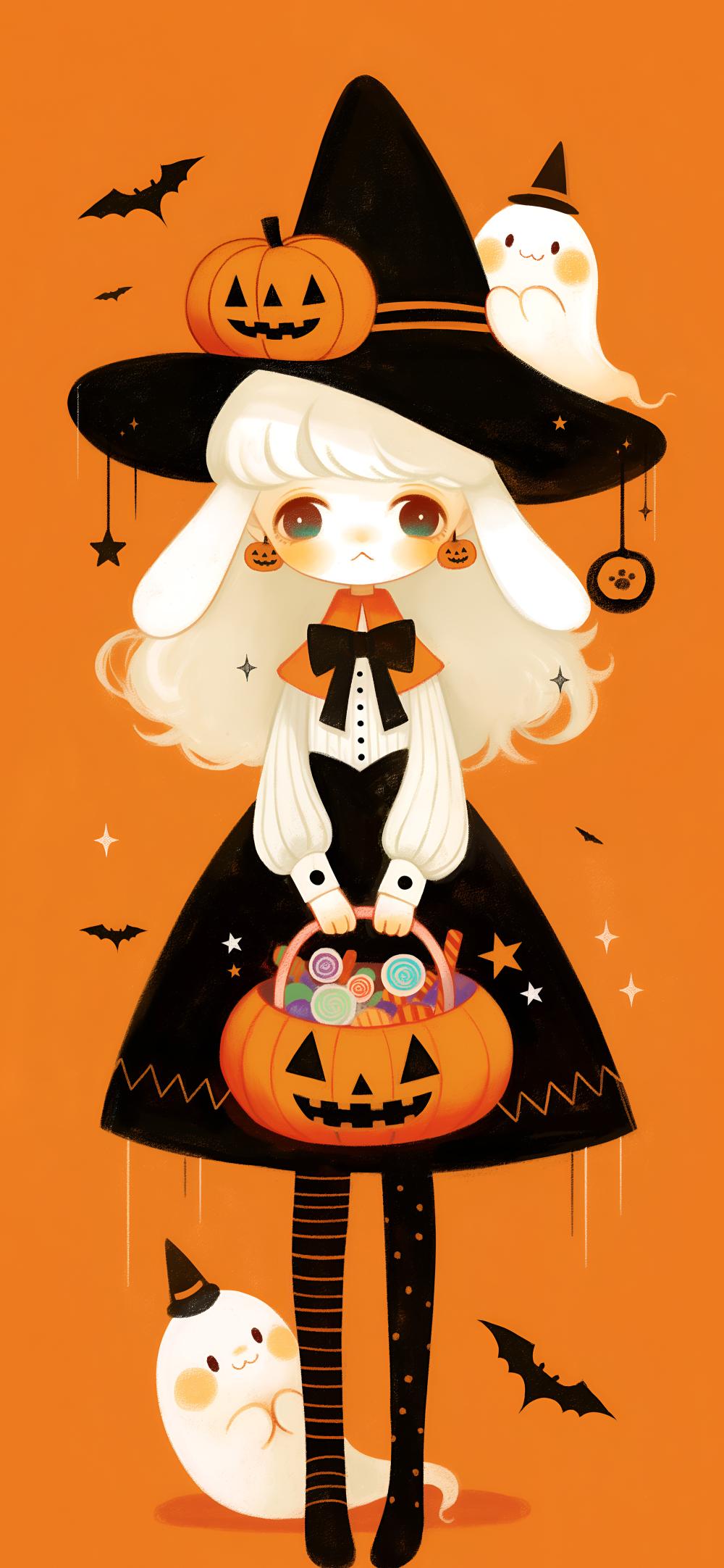 Download Adorable Halloween Witch Orange