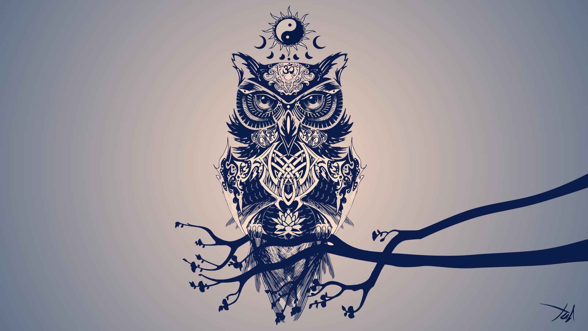 Download owl digital  painting