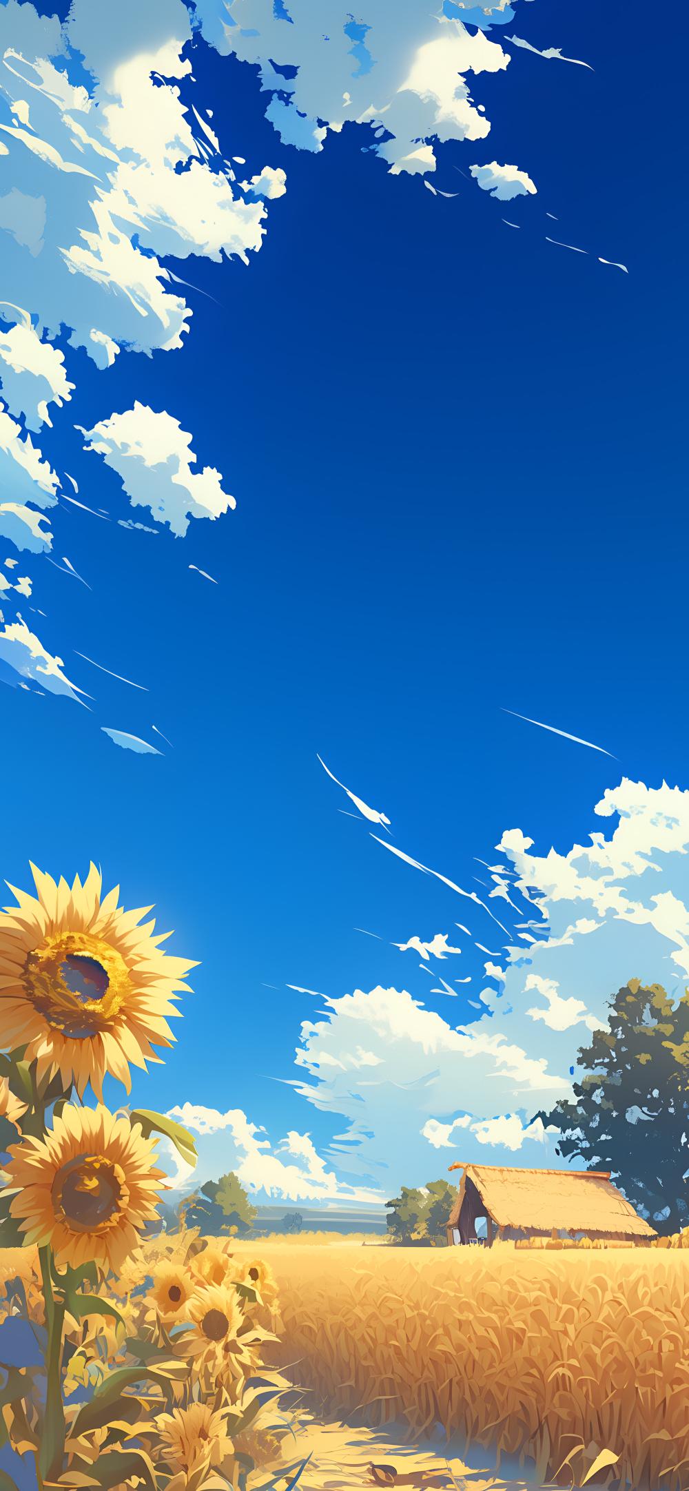 Download Sunflower Field Blue Sky Summer