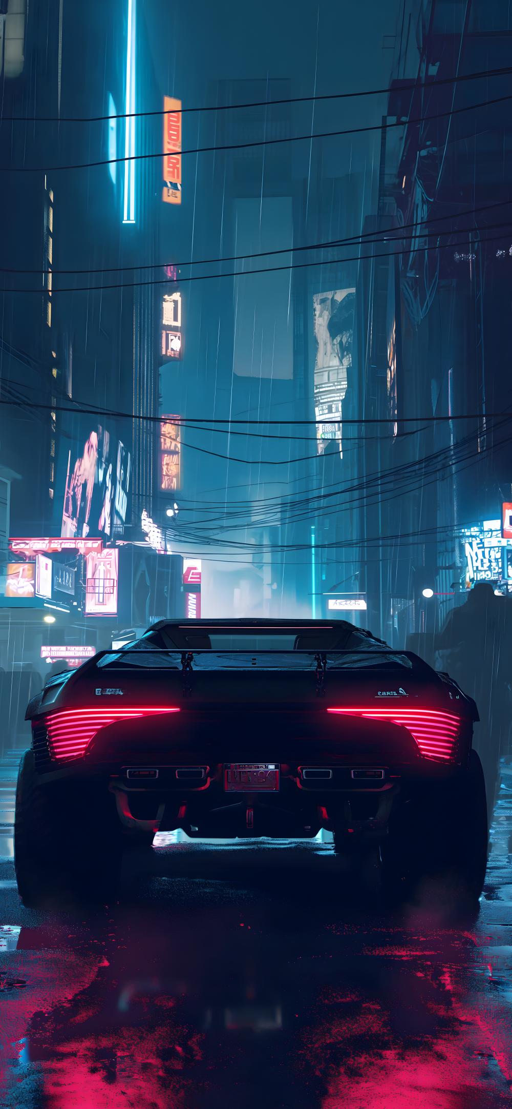 Download Neon Dystopian City Car