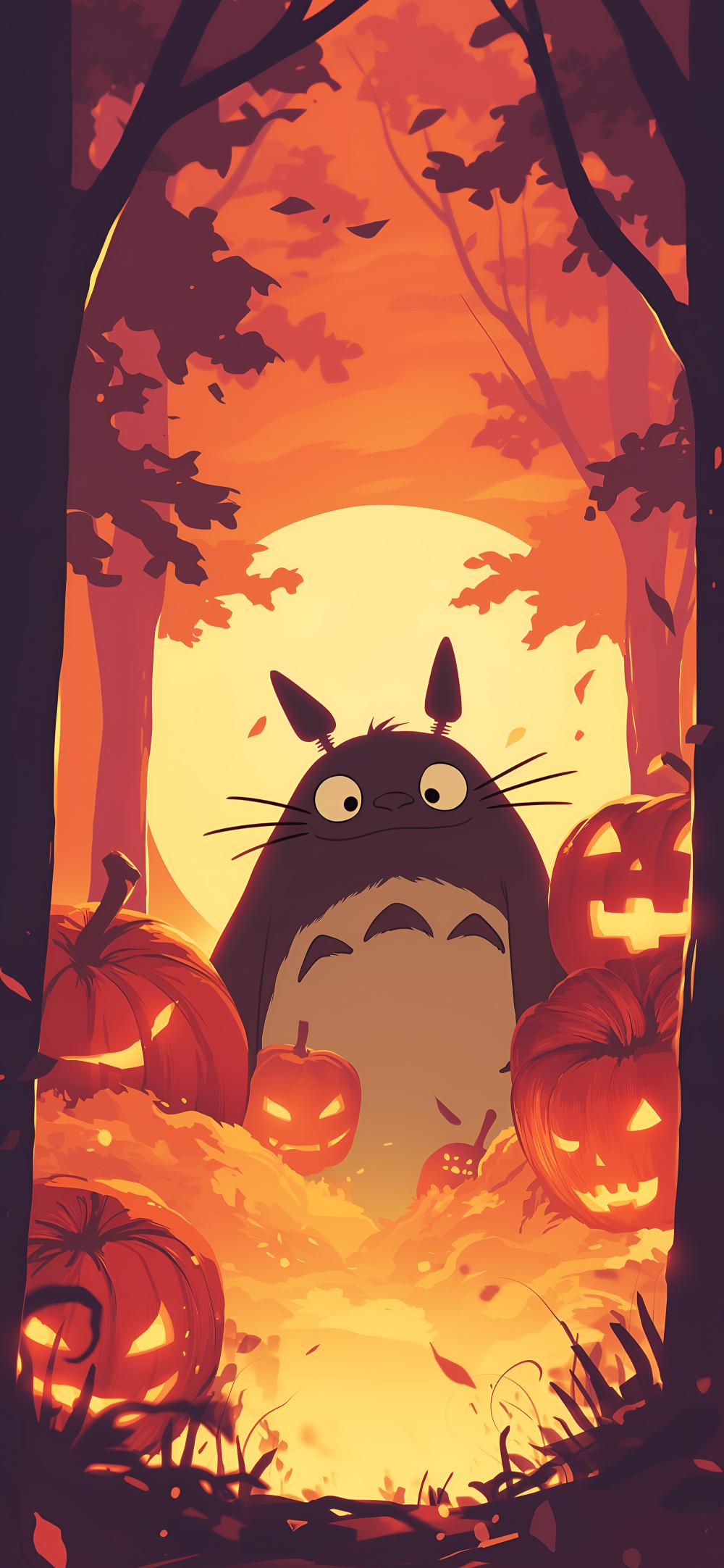 Download Totoro Halloween Pumpkins In The Forest