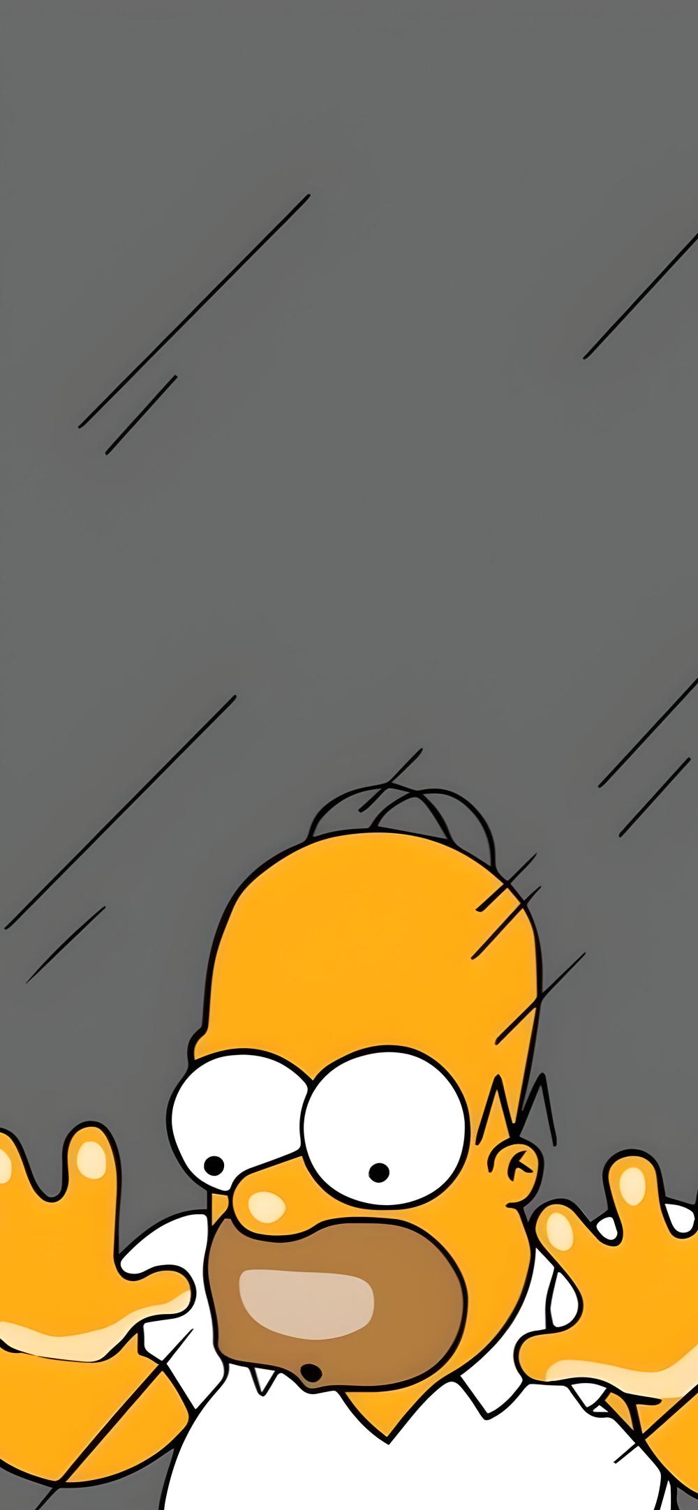 Download Homer Simpson Against Glass Funny Wallpaper