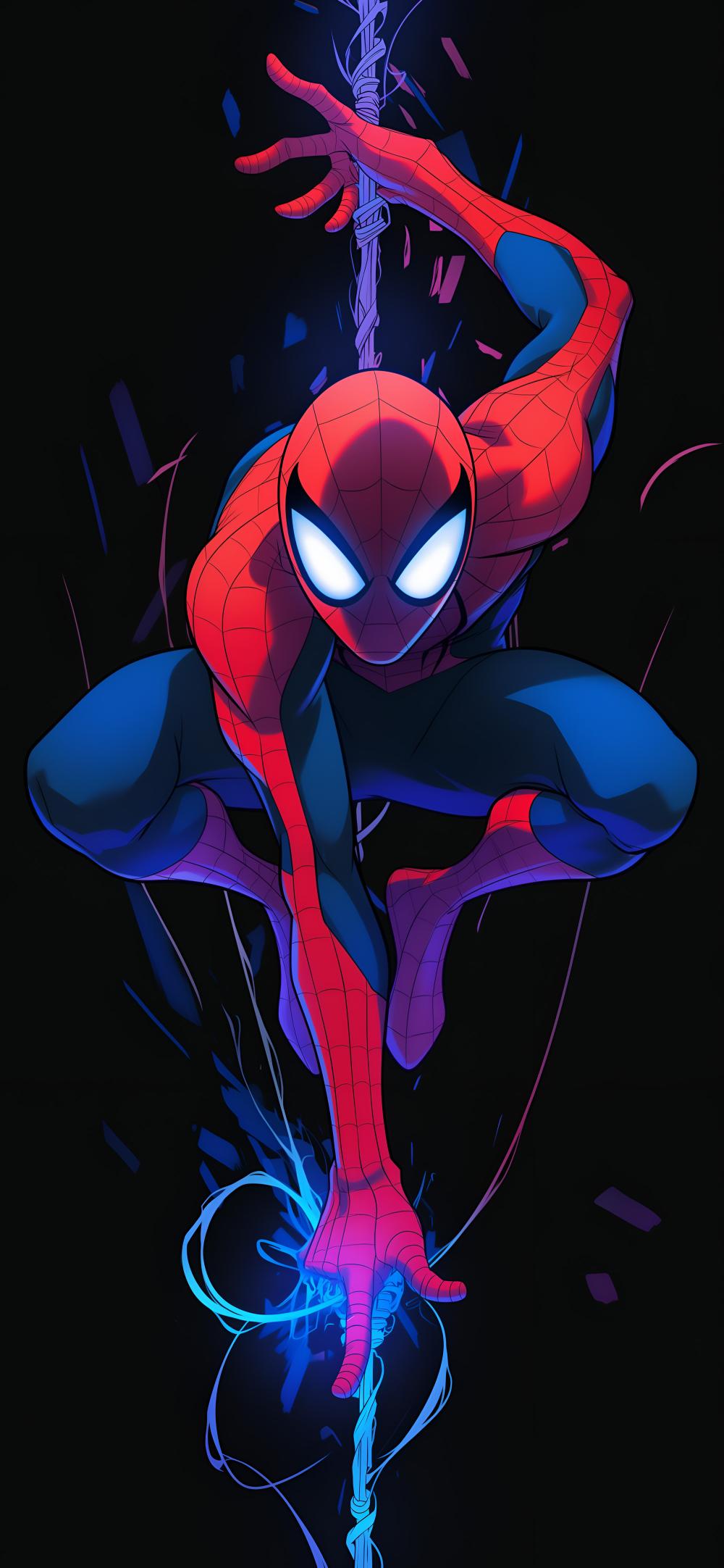 Download Spider Man Web Swing Glowing Wallpaper