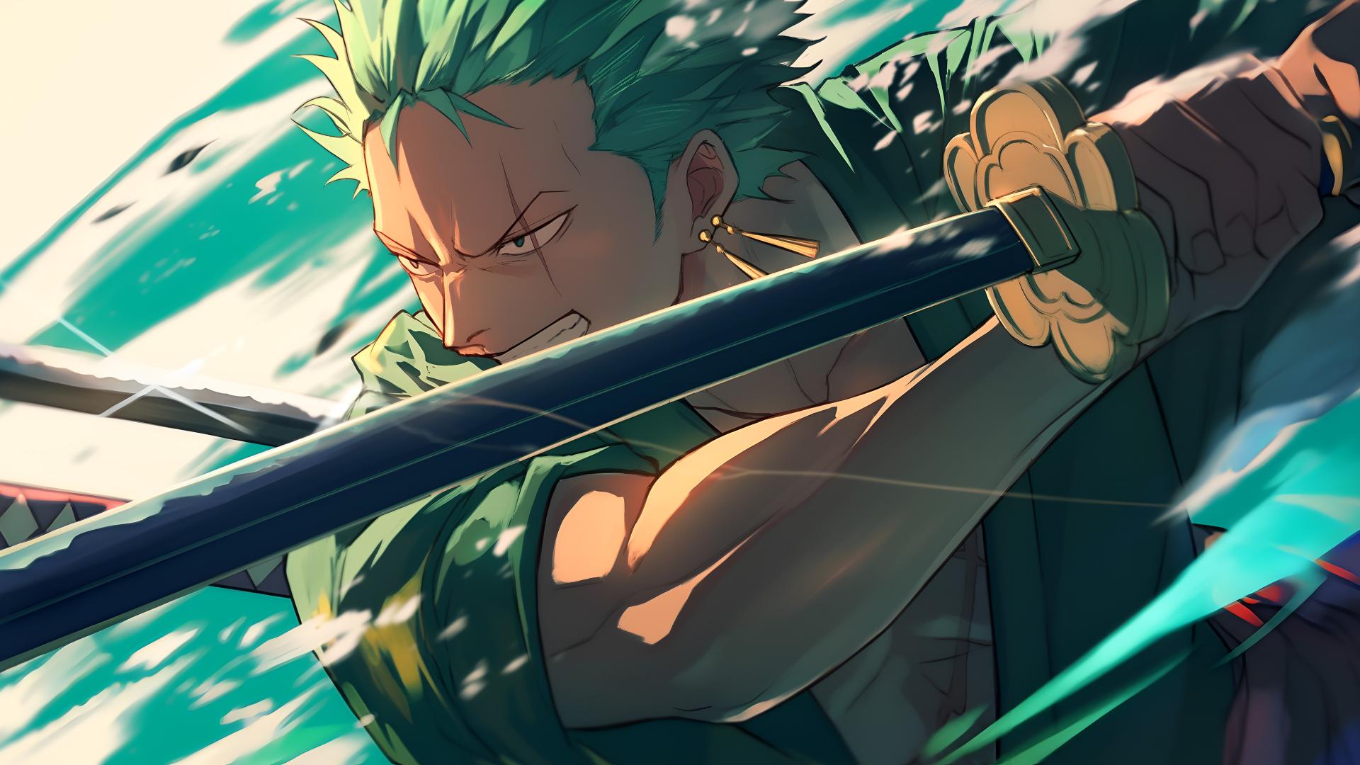 Download Zoro One Piece Sword Strike Desktop Wallpaper 4k