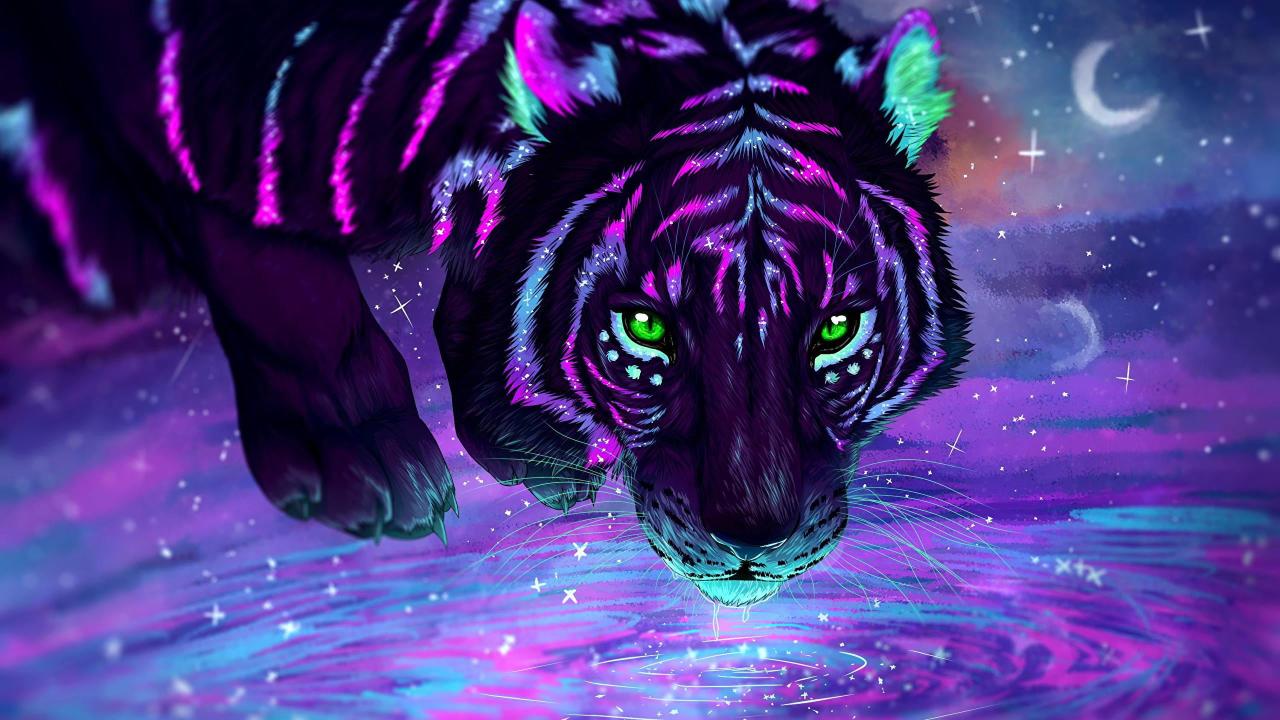 Download purple and blue tiger