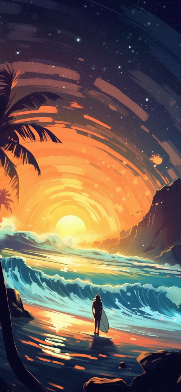 Download Sunset And Surfer Aesthetic