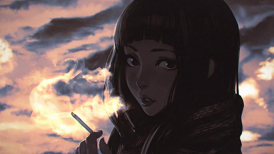 Download woman smoking anime character