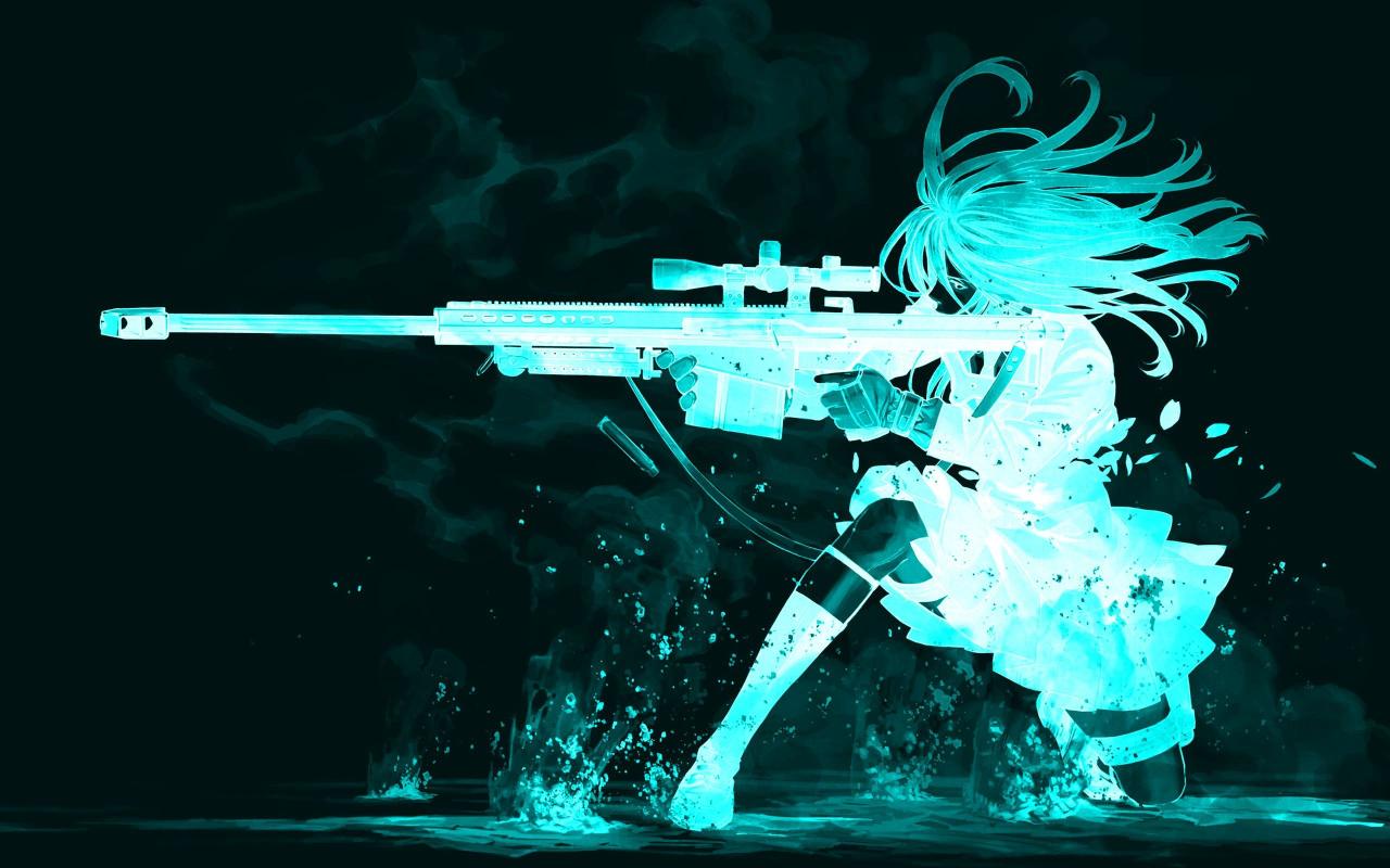 Download Woman Holding Rifle Character Wallpaper