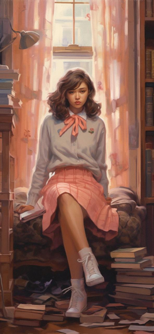 Download Preppy Girl With Books Art