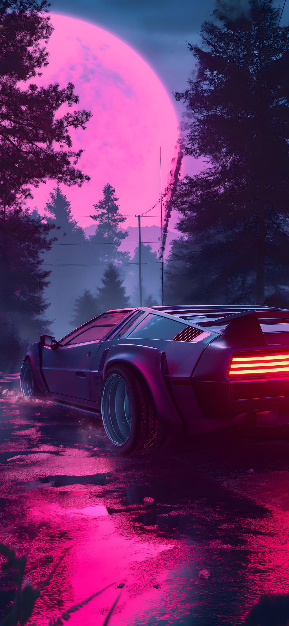 Download Neon Moonlit Car