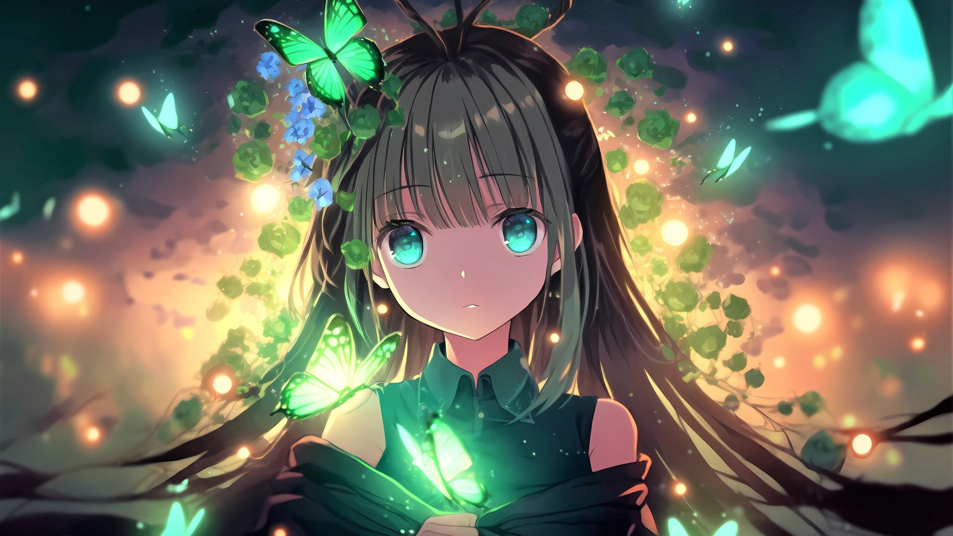 Download Anime girl Green eyes