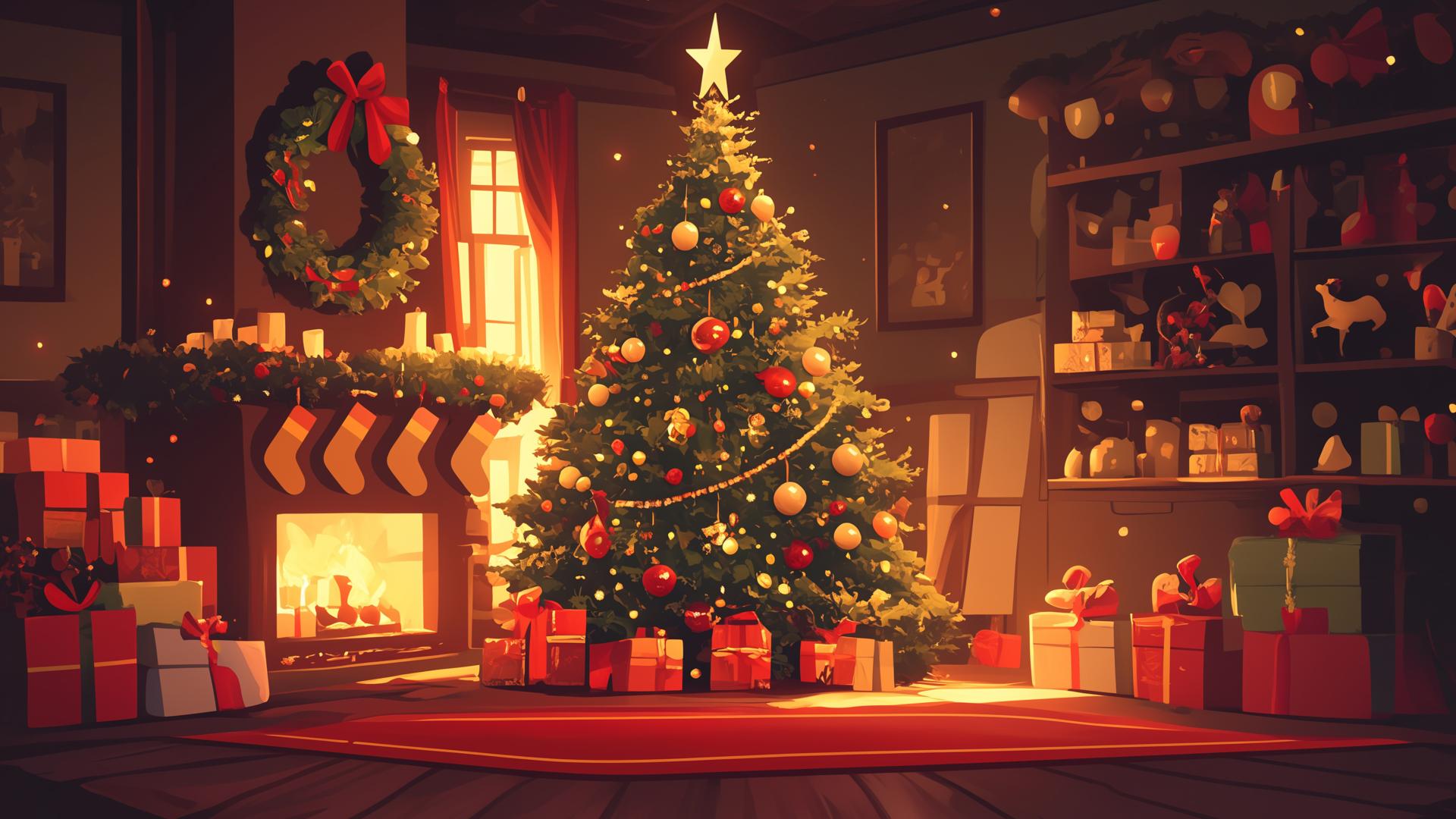 Download Christmas Tree Fireplace Glow