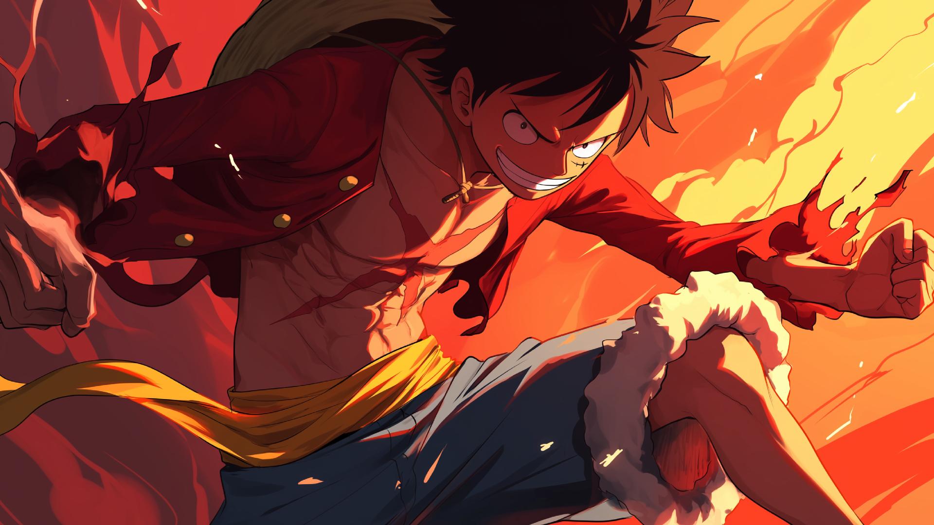 Download Monkey D Luffy One Piece Fire Desktop Wallpaper