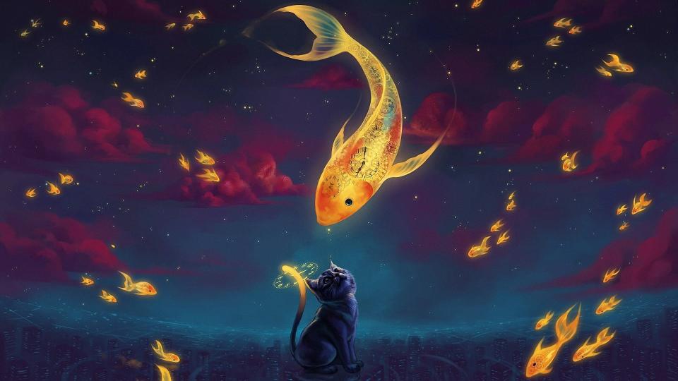 Download cat and fish digital