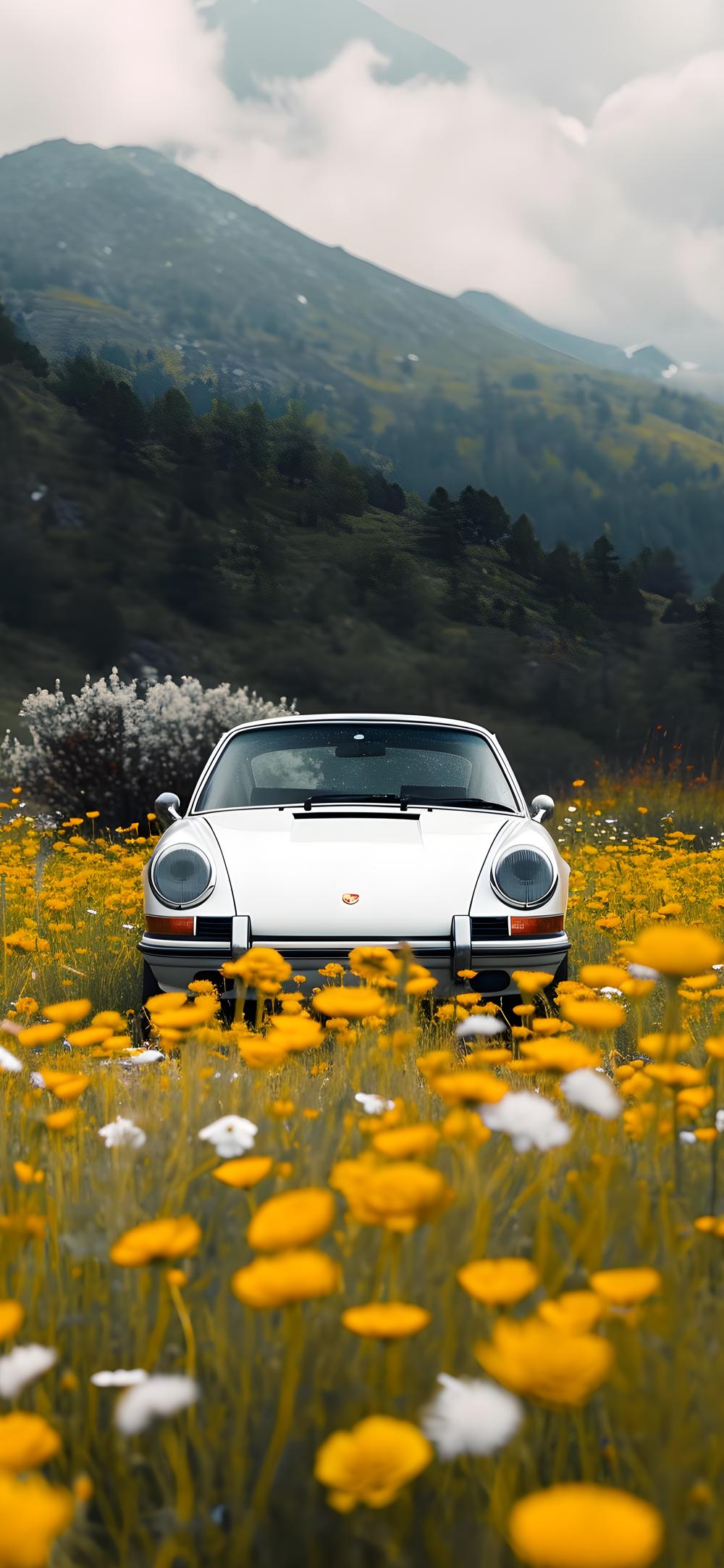 Download Porsche In Blooming Meadow