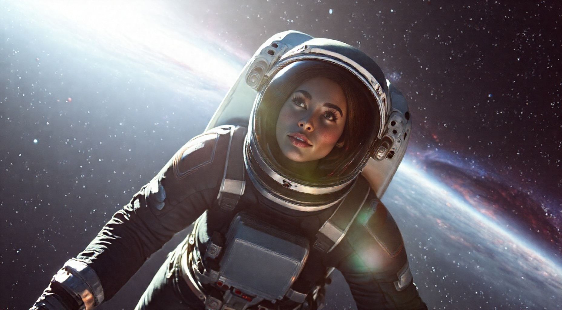 Download A Beautiful Astronaut Women In Space