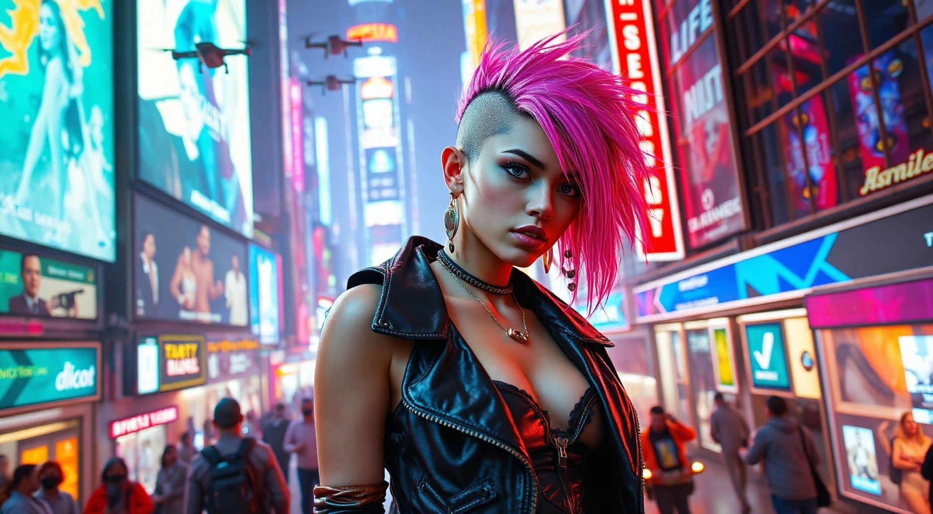 Download A Cyberpunk Character In A Hightech