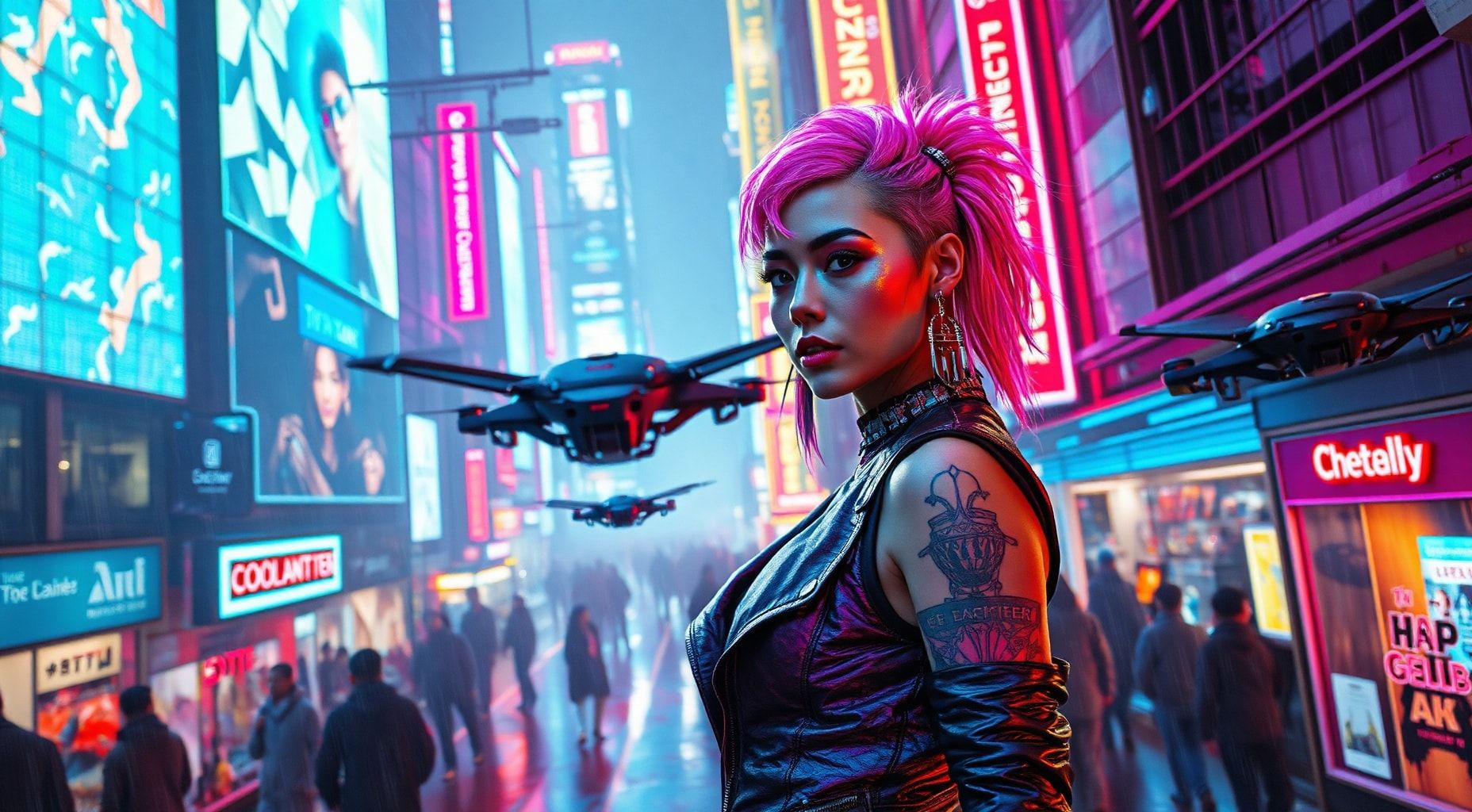 Download A Cyberpunk Character In A Hightech