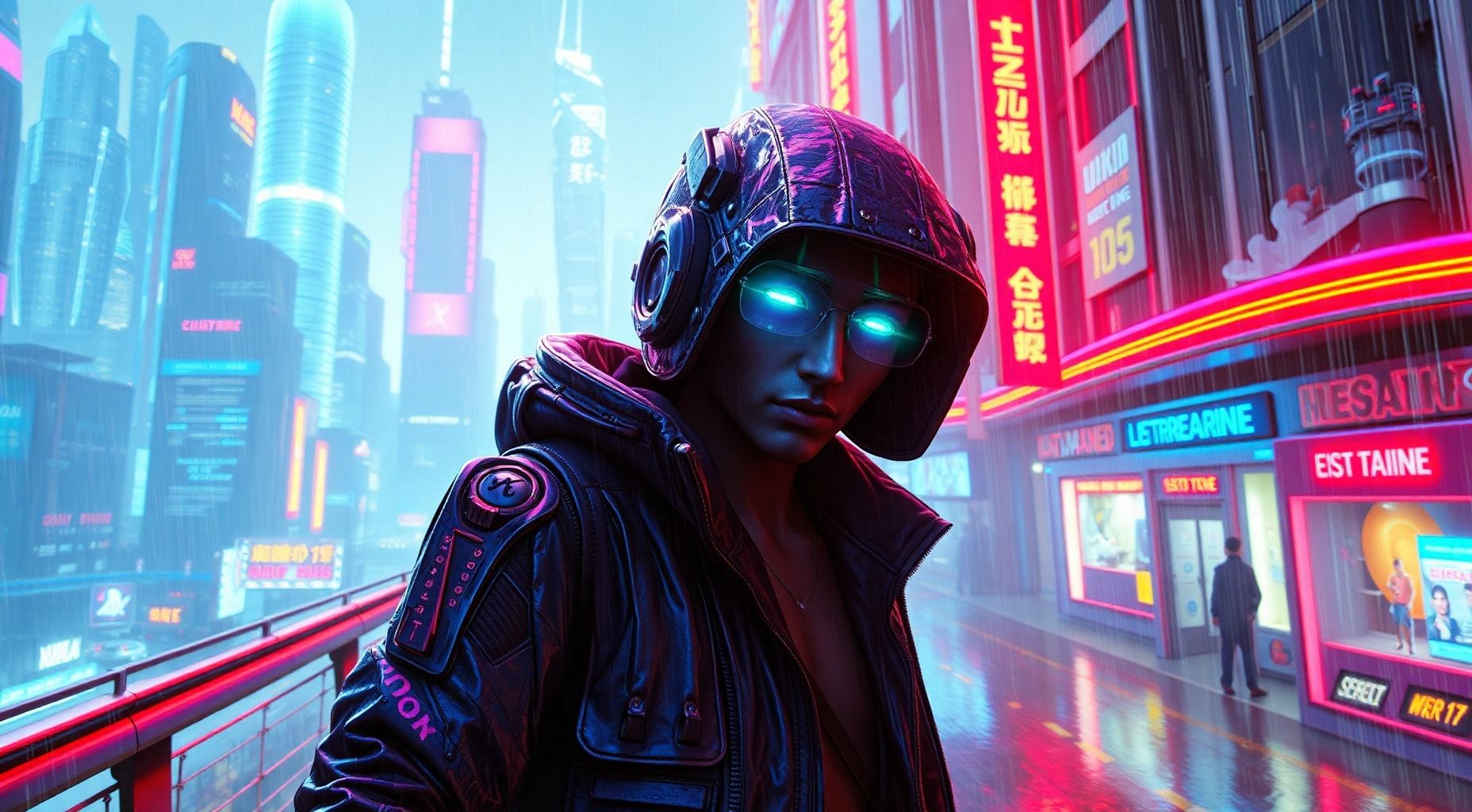 Download A Cyberpunk Character In A Hightech