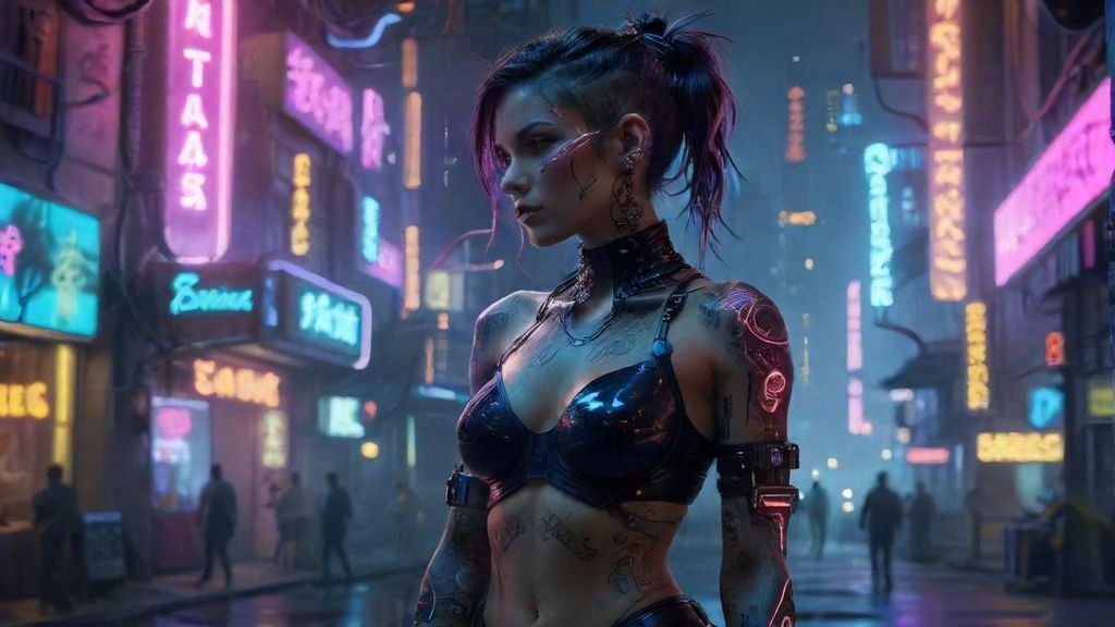 Download A Cyberpunk Character In A Hightech