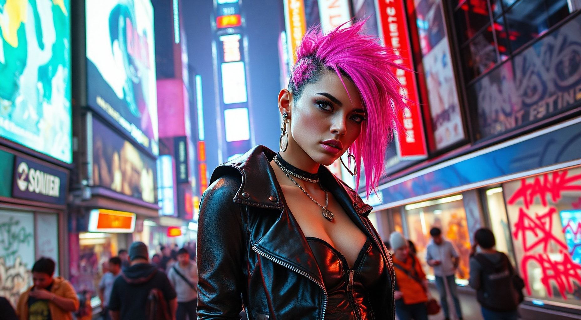 Download A Cyberpunk Character In A Hightech