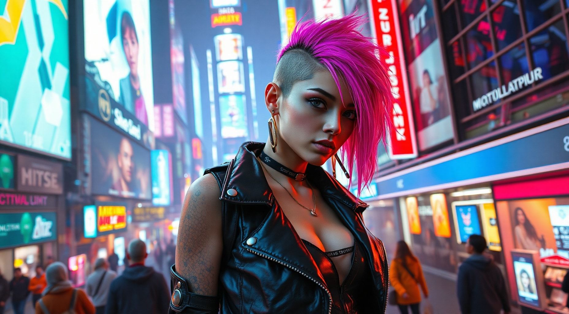 Download A Cyberpunk Character In A Hightech