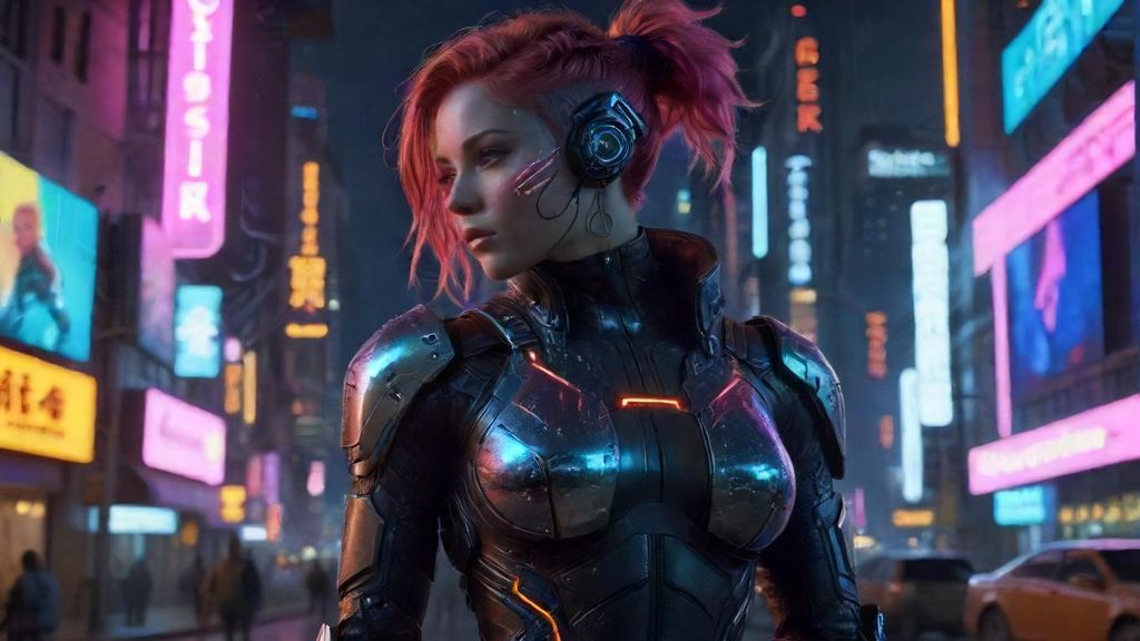 Download A Cyberpunk Character In A Hightech