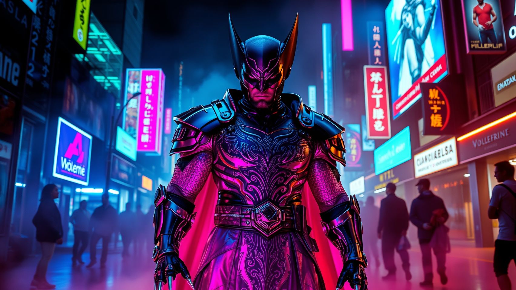 Download A Cyberpunk Wolverine Wearing A Tunic