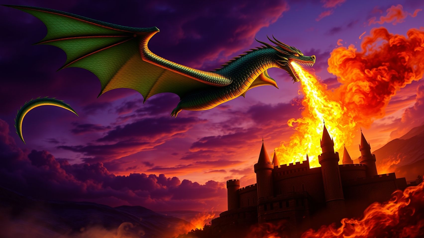 Download A Dragon Breathing Fire As He