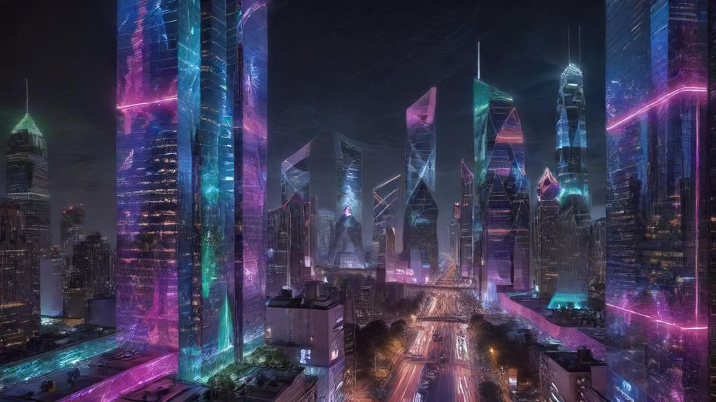 Download A Futuristic Cityscape With Neon Lights