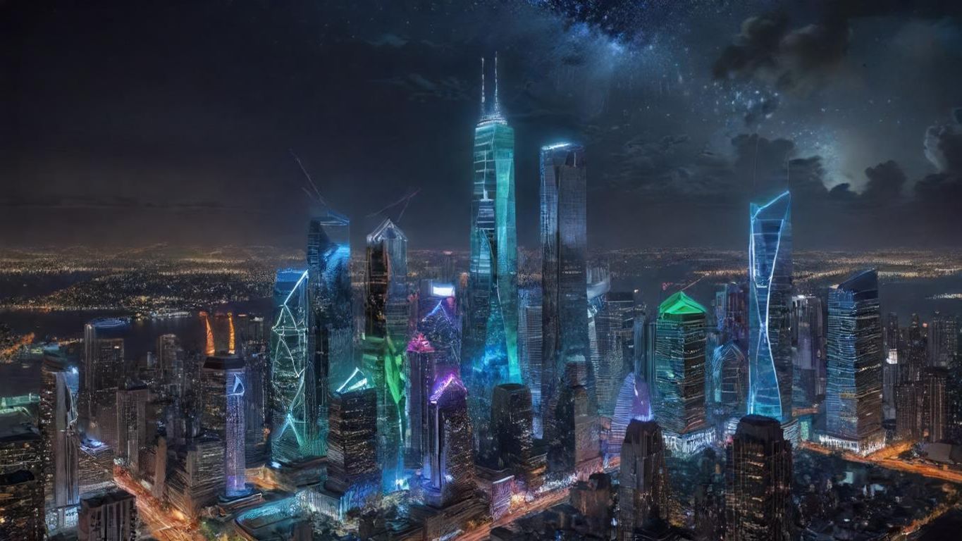 Download A Futuristic Cityscape With Neon Lights