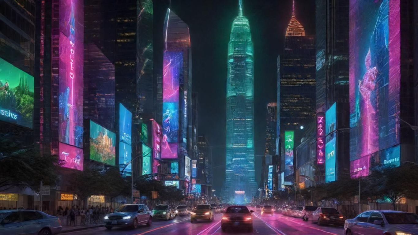 Download A Futuristic Cityscape With Neon Lights