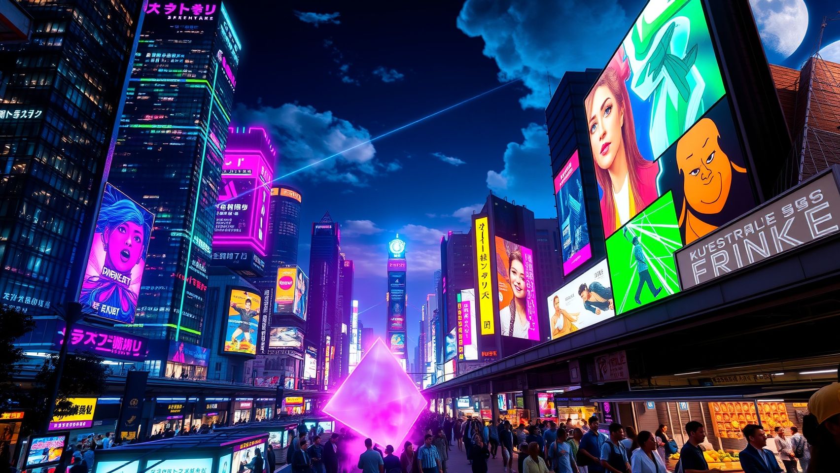 Download A Futuristic Cityscape With Neon Lights