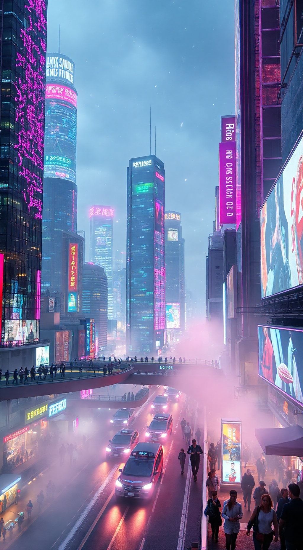 Download A Futuristic Cityscape With Neon Lights