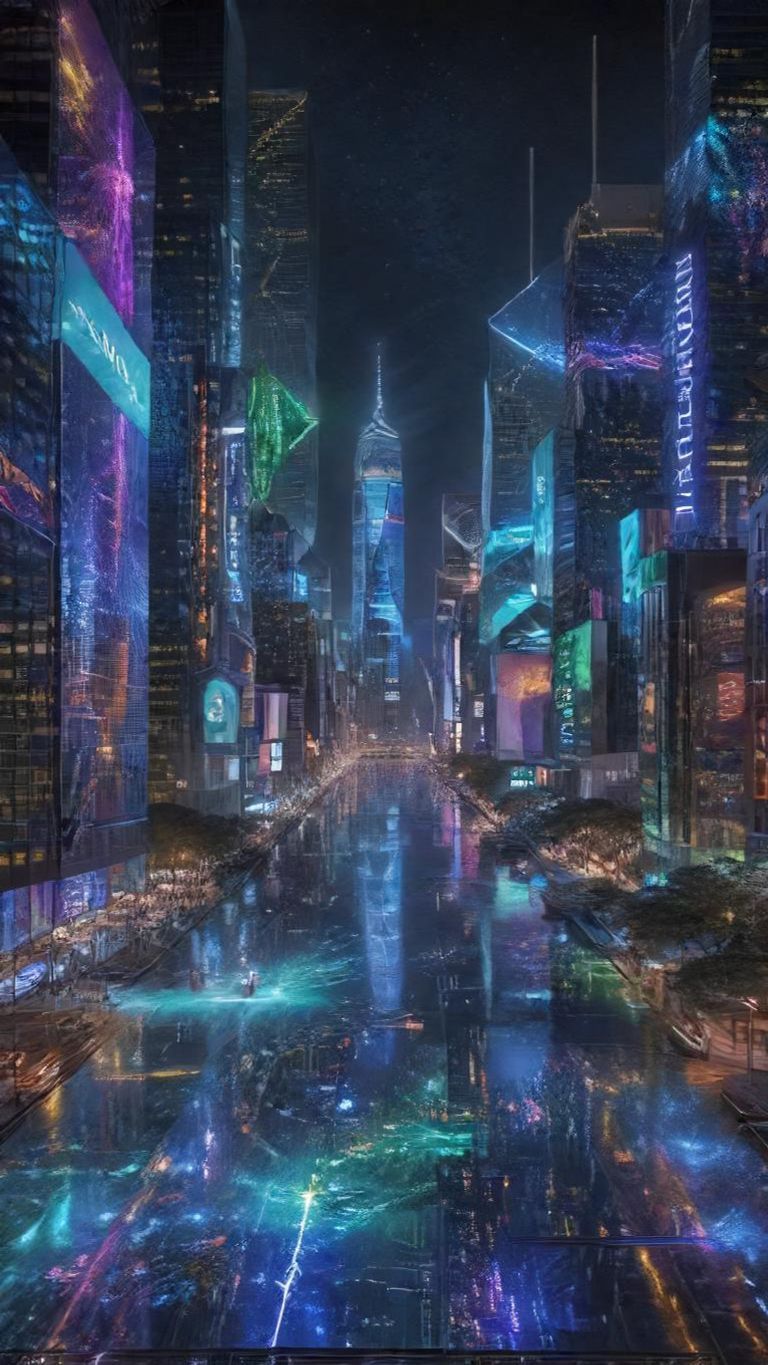 Download A Futuristic Cityscape With Neon Lights