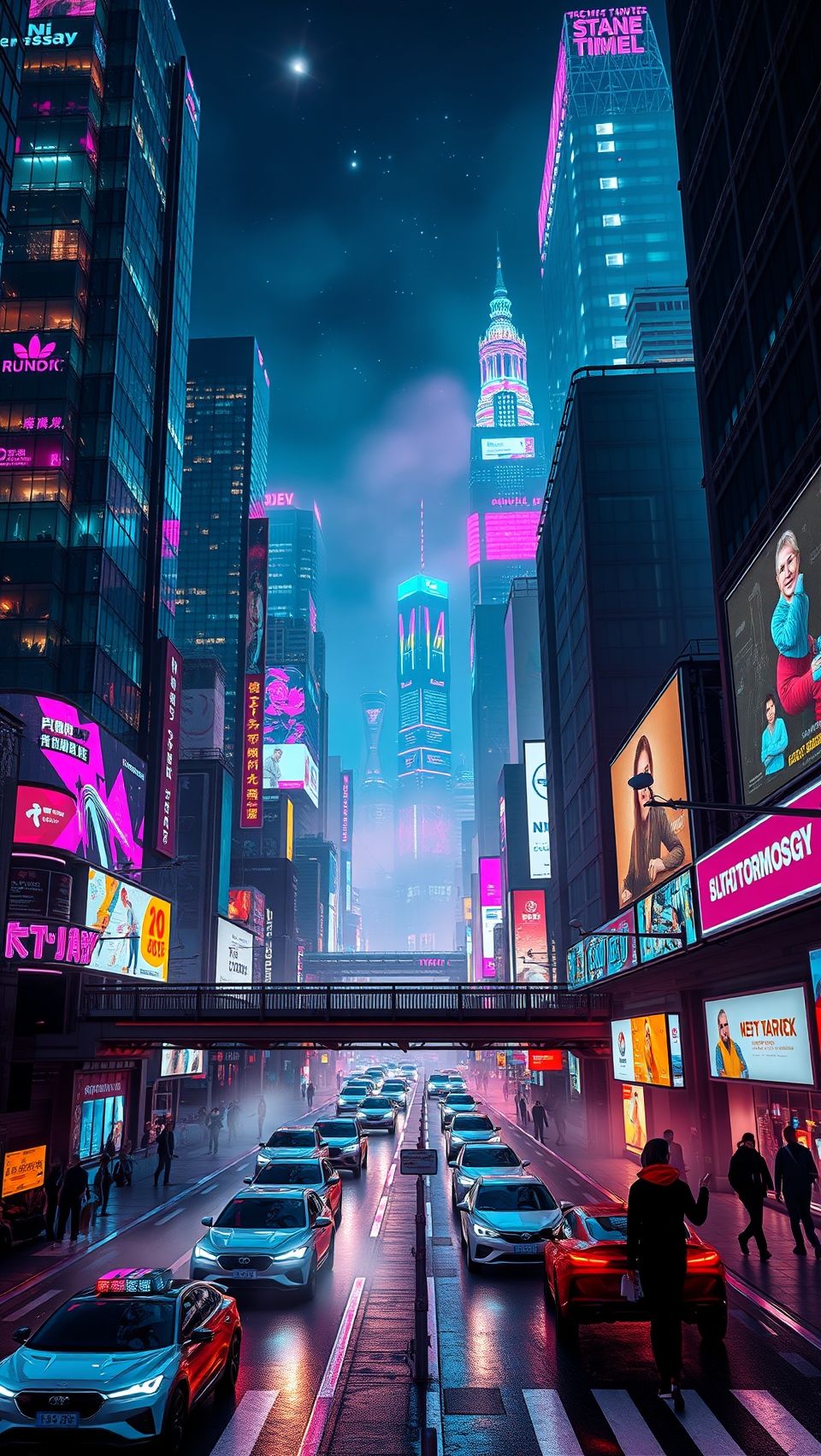 Download A Futuristic Cityscape With Neon Lights