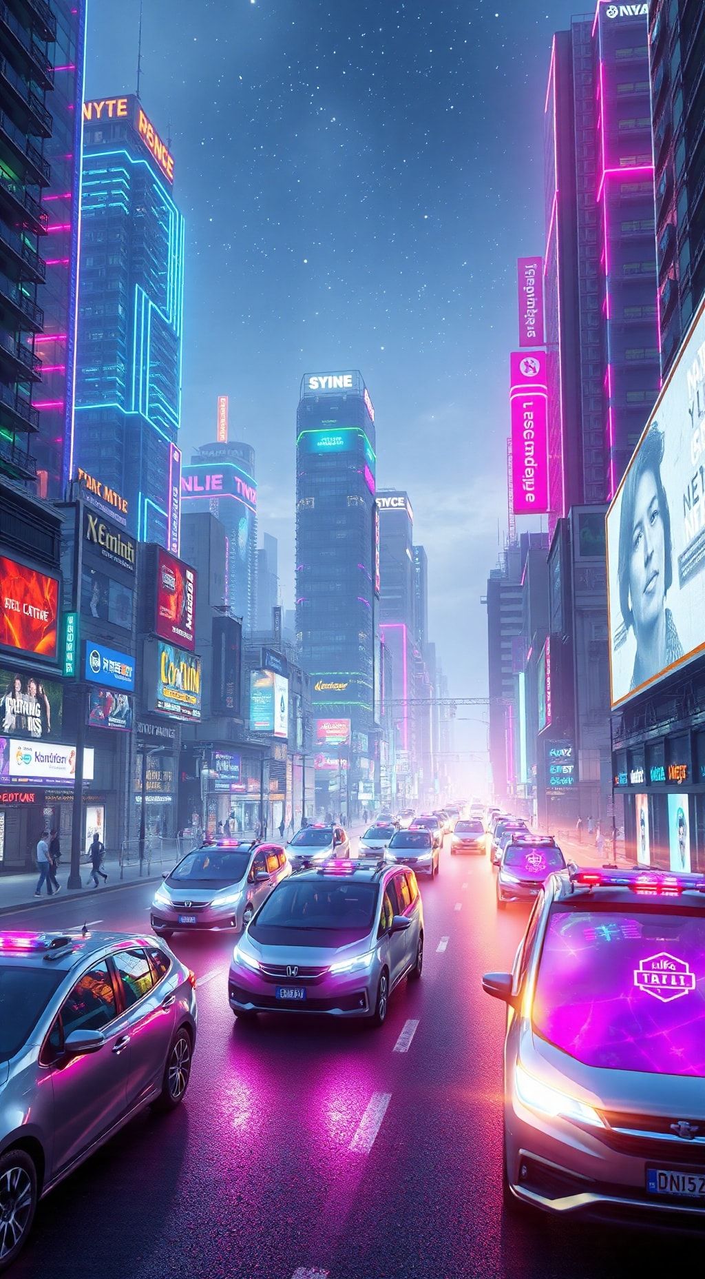 Download A Futuristic Cityscape With Neon Lights