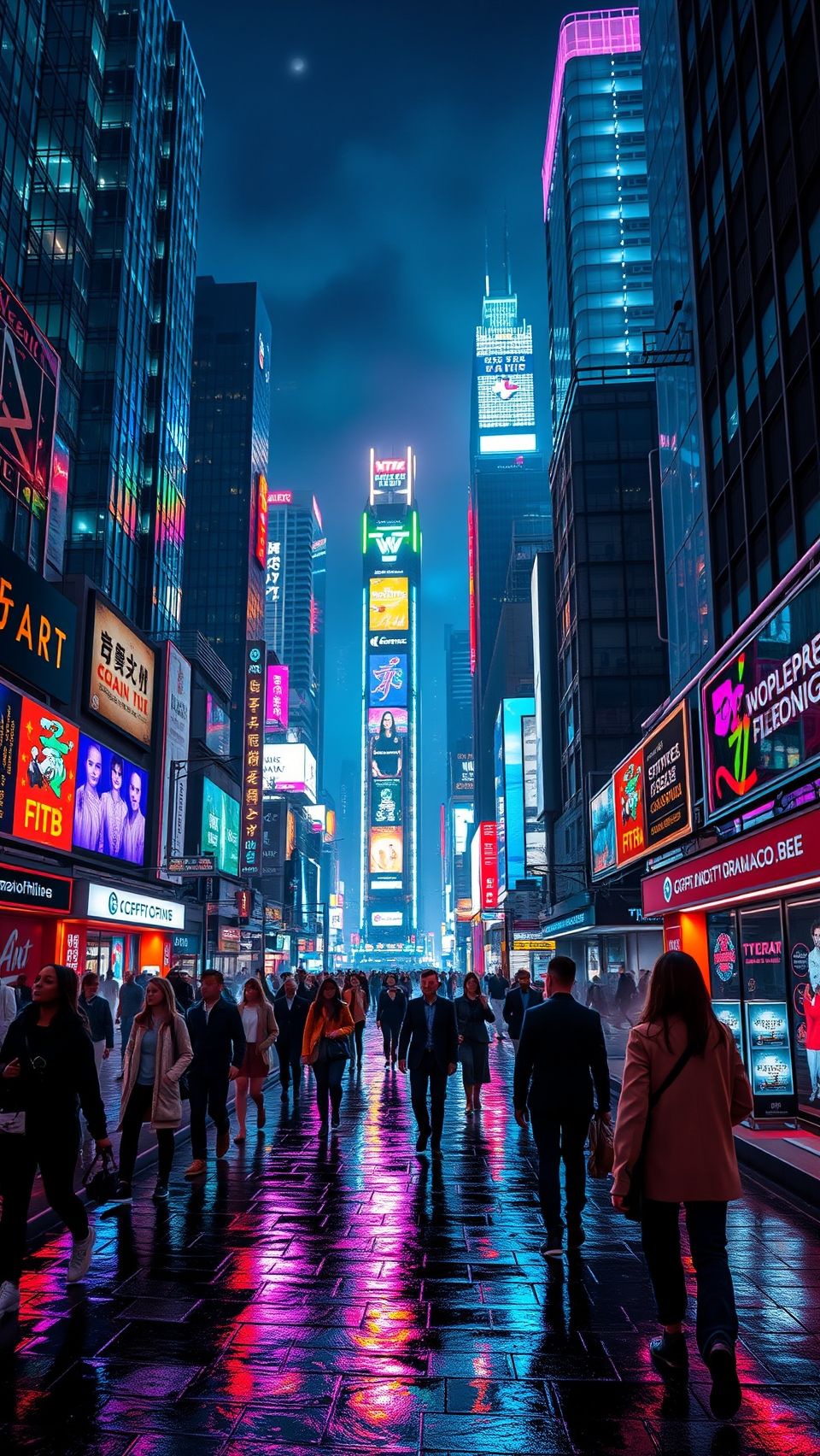 Download A Futuristic Cityscape With Neon Lights