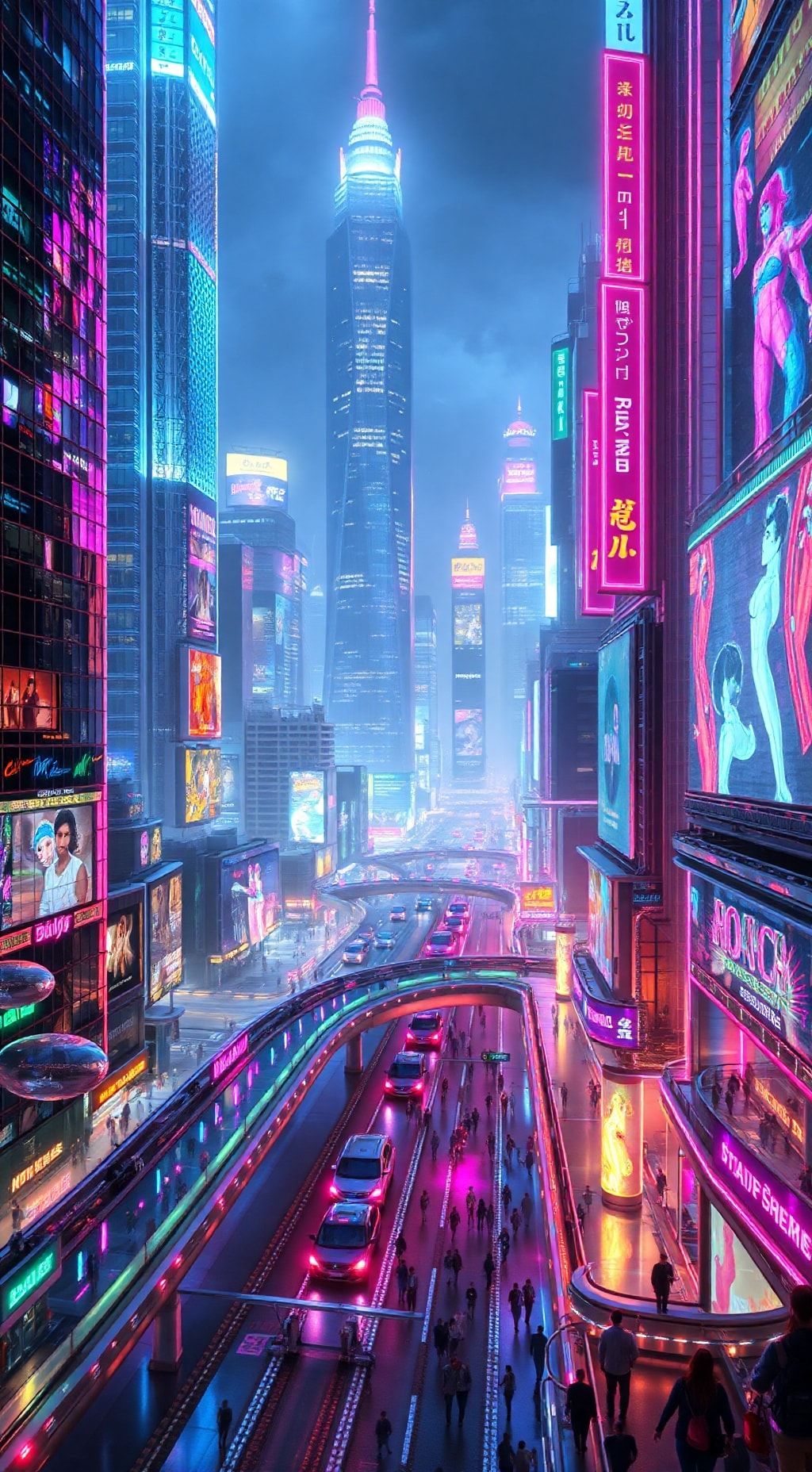 Download A Futuristic Cityscape With Neon Lights