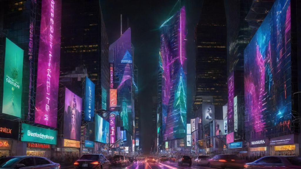 Download A Futuristic Cityscape With Neon Lights