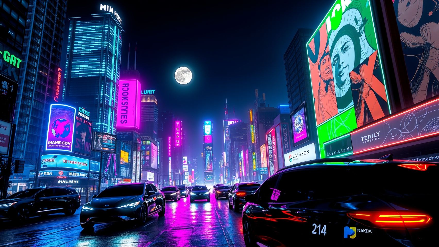 Download A Futuristic Cityscape With Neon Lights