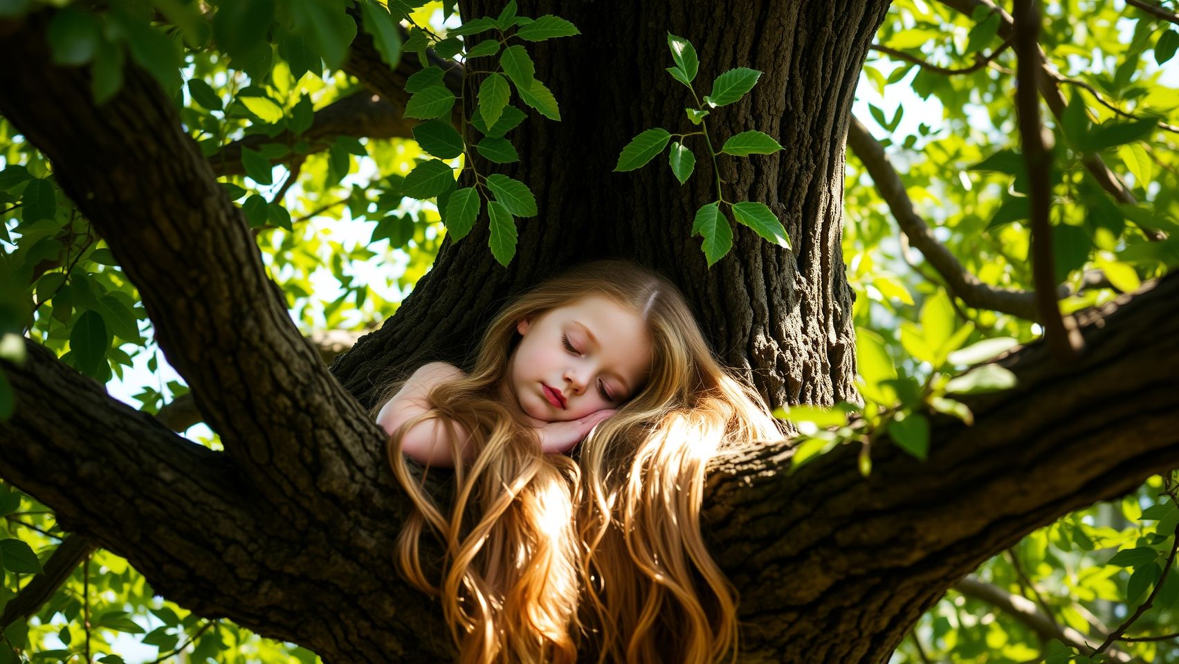 Download A Girl Sleeping In The Tree