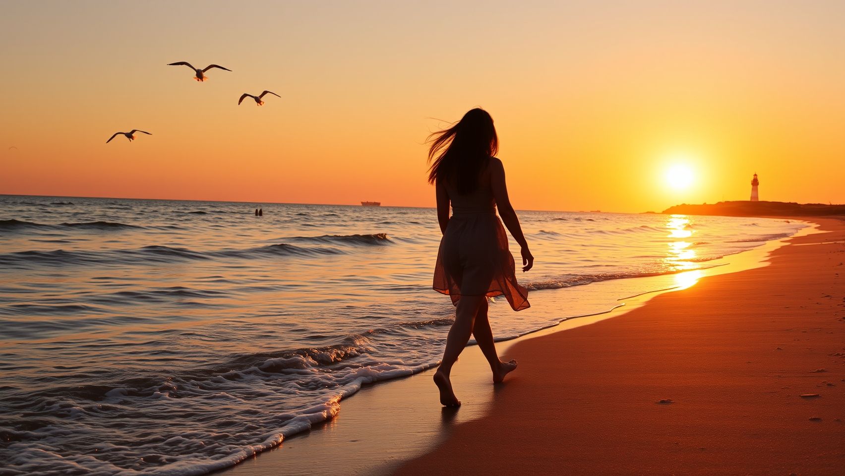 Download A Girl Walking At The Beach