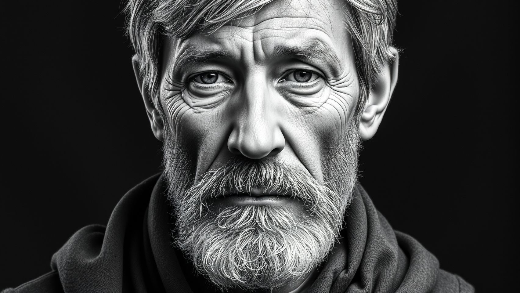 Download A Highly Detailed Hyperrealistic Grayscale Portrait