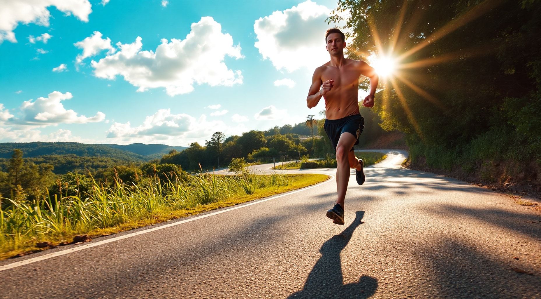 Download A Man Running In Road